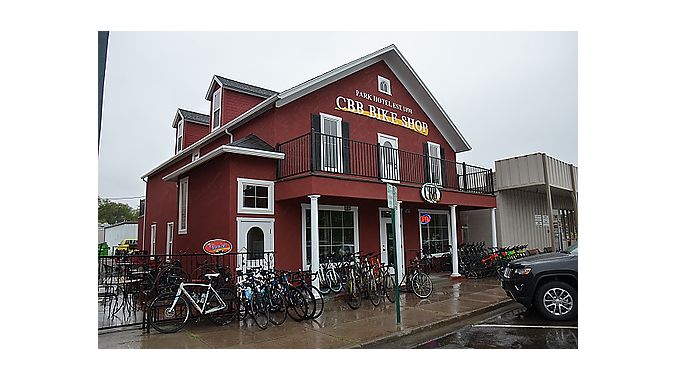 Colorado Backcountry Biker is housed in a historic hotel. The owners are restoring the hotel rooms upstairs for guests.