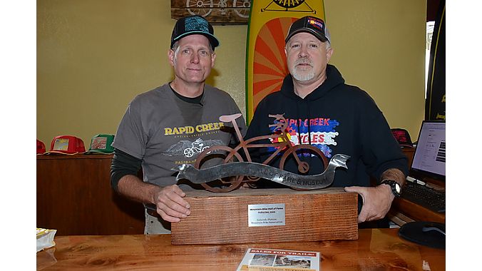Rapid Creek co-owners Scott Winans and Rondo Buecheler. Winans is president of COPMOBA, the local trail organization, which was inducted into the Mountain Bike Hall of Fame.  
