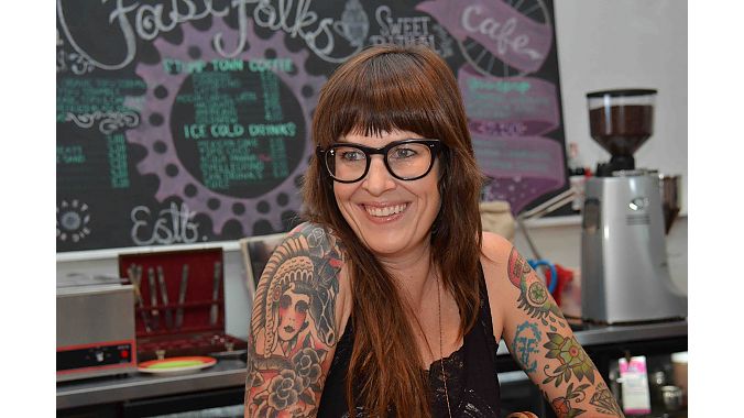 Natalie Goforth opened Fast Folks Cyclery in 2009 and moved to the shop’s current location downtown in July. The shop/café has become a social hub, and Goforth plans to expand her footprint to host bigger events and increase her retail space.