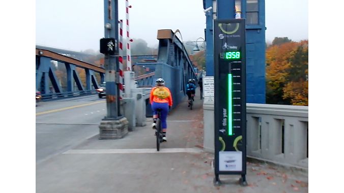 Our tour brought us across the Fremont Bridge several times this week. Each time, we triggered this bike counter, which starts at zero each morning. 