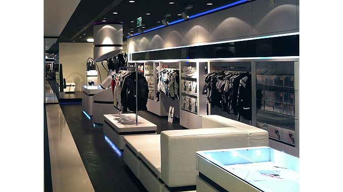 The Assos company store in Lugano, Switzerland, a few miles from the company headquarters. 