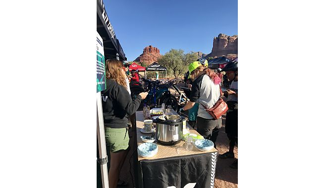 Liv Cycling had pre-ride bike bites at its booth Saturday morning.