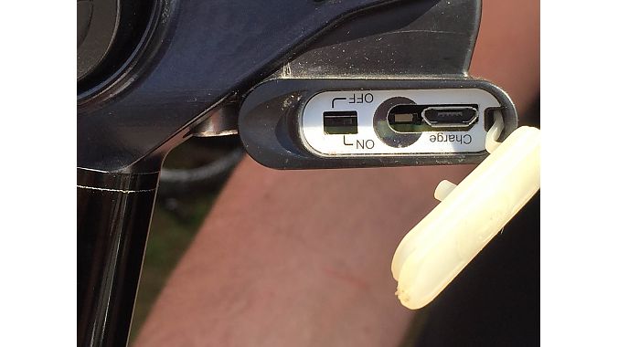 The Vyron charges in three hours via a micro USB port in the seatpost head.