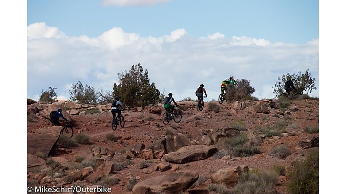 Outerbike is held next to the Brand trails trailhead, north of Moab. Photo: Mike Schirf