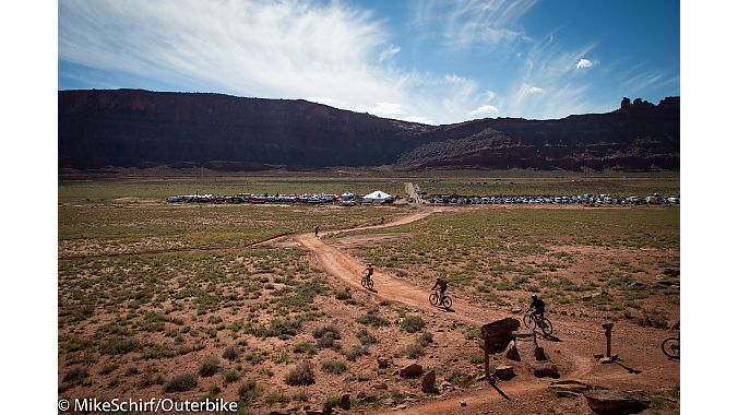 Outerbike is held next to the Brand trails trailhead, north of Moab. Photo: Mike Schirf