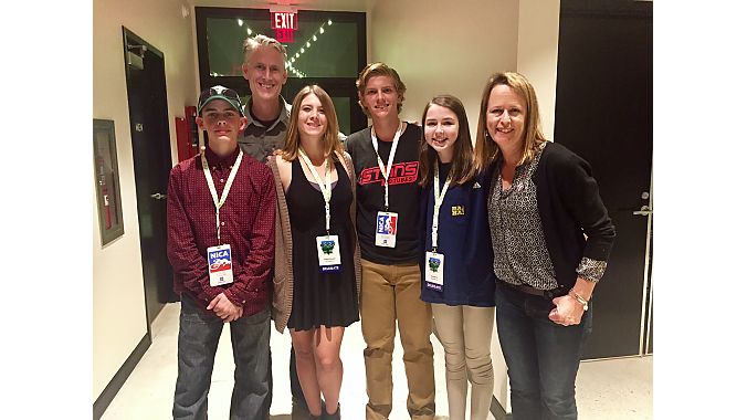 Students and riders representing the Teen Trail Corps in various towns across the country are attending the IMBA World Summit this week. From left to right: William Patterson of Springdale, Arkansas, Austin McInerny, executive director of NICA, Isabelle Phraner, Fairfaix, California, Spencer Ciammitti, Cave Creek, Arizona, Cate Mertins, Fayetteville, Arkansas, and Lauren Duensing, NICA's senior program director. 