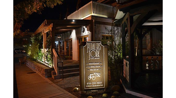 PeopleforBikes hosted a reception at the cycling-inspired Pedaler's Fork in Calabasas. Retailers, suppliers, sponsors and friends gathered to check out the on-premises bike shop and share food and drink on the last day of the tour.