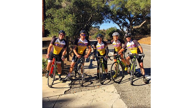 The group took a breather at the top of the challenging Potrero climb.