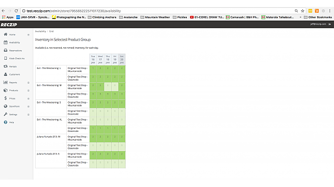 Screenshot showing the software's admin view.