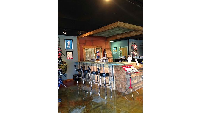 The new bar is made of reclaimed wood.