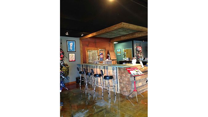 The new bar is made of reclaimed wood.