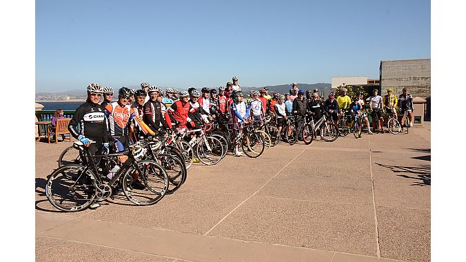 BIcycle Leadership Conference and IBD Summit attendees gather for a late-afternoon ride down the Monterey coast.