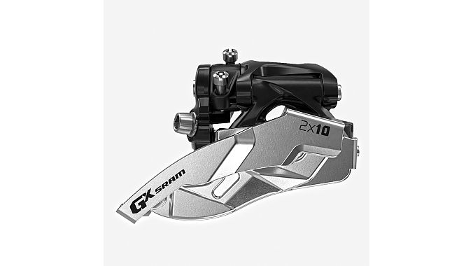 The GX 2x10 front derailleur top pull.