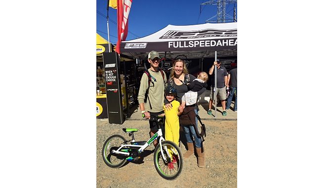 The Shive family, Victor (left), Jack, Jacqui and baby Eva explored the expo on Sunday looking for new product. Jack donned a Pokemon suit for the occasion.