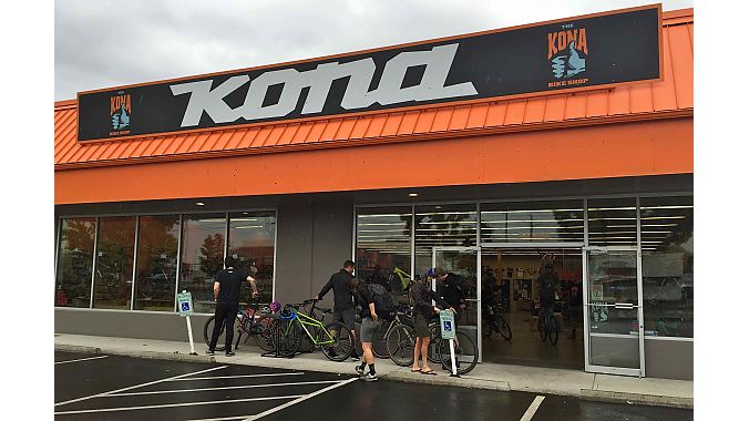 Some retailers visited Kona's new retail shop and showroom in downtown Bellingham.