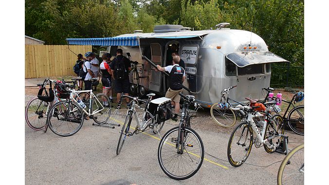 Set up in 262 square feet inside an Airstream trailer, Streamline Cycles is Austin’s smallest bike shop. Owner Jesse Tonche partnered on the service-only shop with Brian Robbins, a Chicago industry veteran who has worked with Chris Kegel at Wheel & Sprocket and also worked for Bicycle Sport Shop and other Austin retailers. They invested about $10,000 to get the business up and running. They bought the Airstream on Craigslist remodeled the trailer and parked it by a food stand.