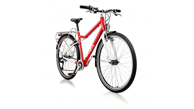 Woom's 6 City 26-inch model comes with an aluminum rear rack, a dynamo hub and LED front and rear lights. It retails for $599.