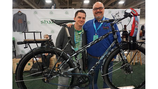Don Walker with Tim O'Donnell of Shamrock Cycles, who won the NAHBS award for Best City-Utility Bike with this beauty. 