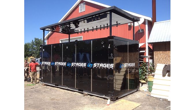 Stages' new show booth is built inside a shipping container.