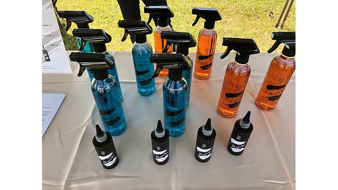 Skwiki's first products are a line of bike and drivetrain cleaners, lube and grips.