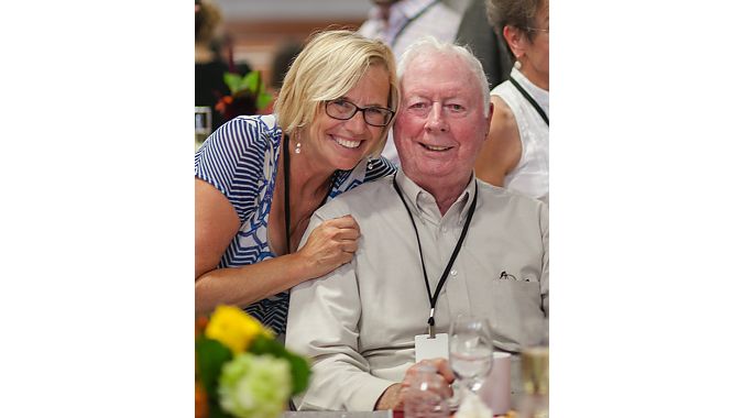 Sara Fortune and her father Phil Hendrickson at the Saris Cycling Group 25/40 Anniversary Celebration in 2014.