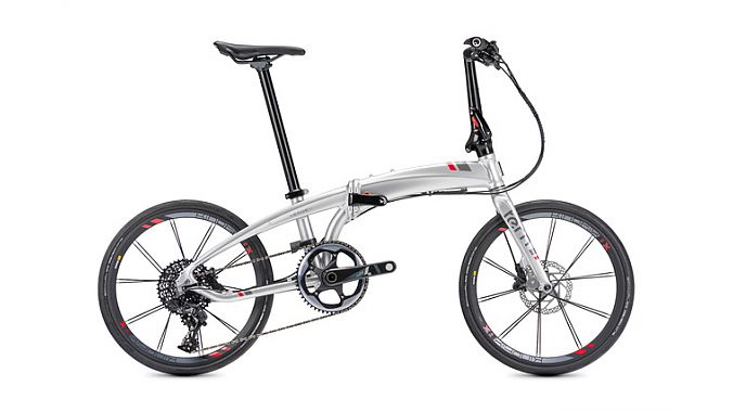 A Tern Verge x11 in Chrome/Gunmetal Red.