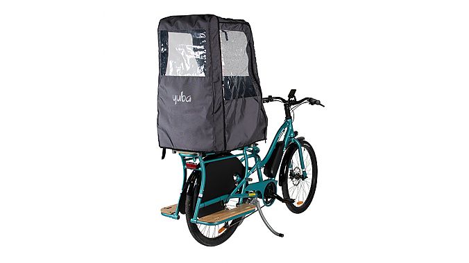 Yuba launches new pop top canopy cover 1 000 cargo bike and cable actuated kickstand Bicycle Retailer and Industry News
