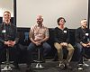 A panel discussed trail access, education and policy for electric mountain bikes at the BPSA PeopleForBikes E-Bike Summit held last Friday at Shimano's headquarters in Irvine. From left: IMBA's Dave Wiens, Haibike USA's Ken Miner, PFB's Leslie Kehmeier and Trek's John Riley.