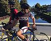 Ride co-leader Steve Messer (foreground), president of the Concerned Off Road Bicyclists Association, pauses on one of the bridges crossing the canals of Los Angeles’ Venice district before the group heads east into the heart of the city.