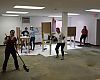 Volunteers build six workbenches that will be available for use in the community shop.