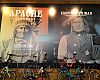 Giant wall-mounted Native American faces loomed over Apache's bike display.