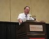 Trek CEO John Burke kicked off the show, rallying the industry to "get engaged" to help reach the goal of 5 percent of all trips by bike by 2025 at the industry breakfast. Photo: Lynette Carpiet