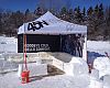 Putting the chill in chillax: QBP house brand 45NRTH set up this “ice couch” lounge next to the fat bike track.