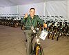 A Saris employee rides his new custom Electra.