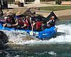 The Interbike crew does some team-building on the Whitewater Center's man-made rapids.