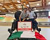 Filippo Ganna and Fausto Pinarello after Ganna set a new world hour record this month.