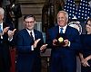 (l to r) Rep. Thompson, Speaker Johnson, Greg LeMond and Kathy LeMond. Tom Williams/CQ-Roll Call, Inc via Getty Image