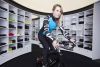 A rider in the elliptical changing room. A rider in the elliptical changing room.