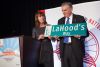 New York City Transportation Commissioner Janette Sadik-Khan presents outgoing U.S. Transportation Secretary Ray LaHood with an honorary NYC street sign.