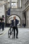 Cromwell with a Canyon bike at a team presentation in London on Friday.