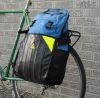 The pannier shown with a backpack inside the large pouch. The pannier shown with a backpack inside the large pouch.