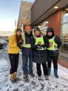 Garneau employees distributed Don't text and drive wristbands at Tim Hortons. Garneau employees distributed Don't text and drive wristbands at Tim Hortons.