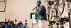 LeBron James made a surprise appearance Tuesday at the Harlem YMCA. LeBron James made a surprise appearance Tuesday at the Harlem YMCA.